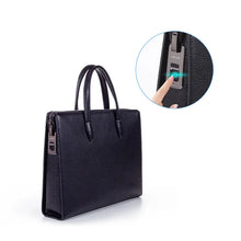 Load image into Gallery viewer, Fingerprint lock: office laptop bags for men. Genuine leather handbag
