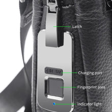 Load image into Gallery viewer, Fingerprint Lock Men: Genuine Leather Cross Body Shoulder Bag ,Anti Theft
