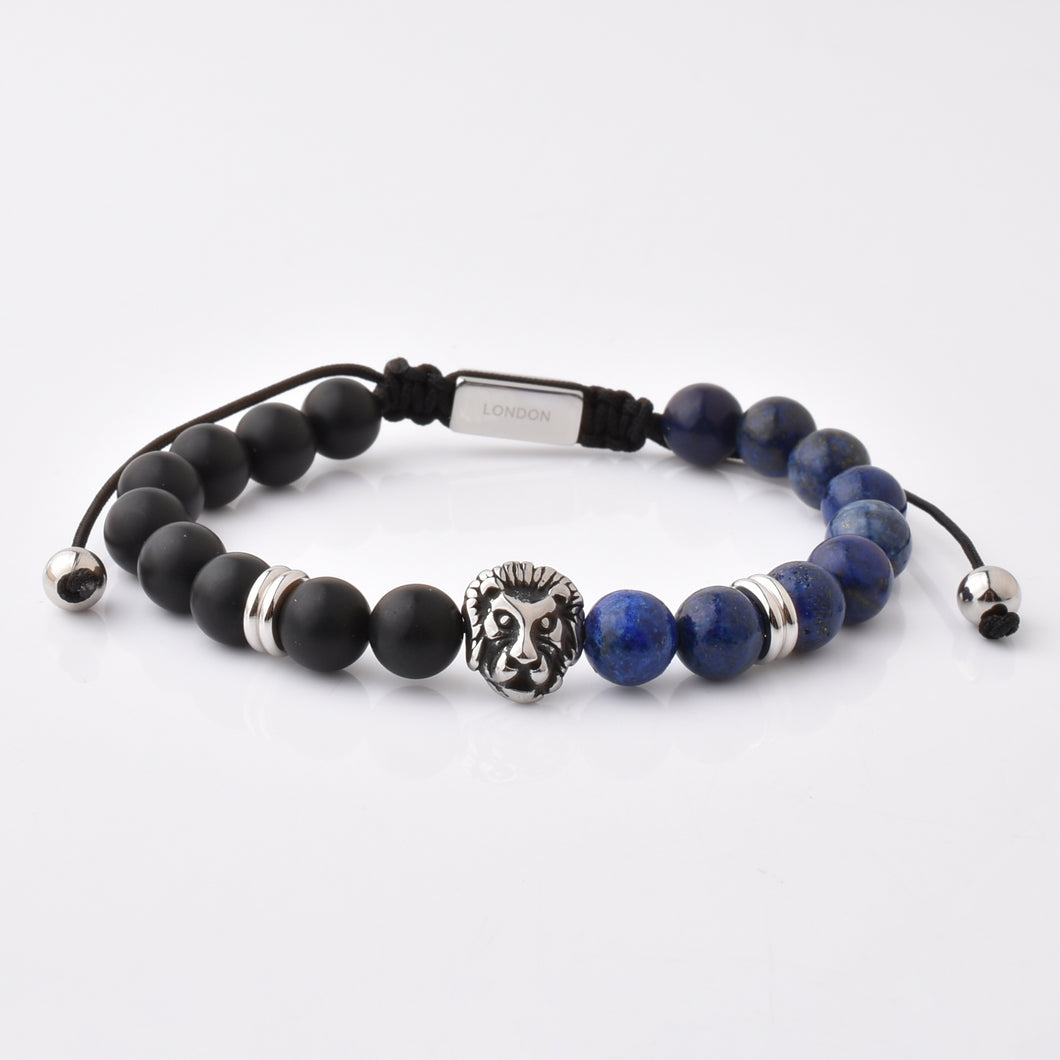 Luxury Bracelet -   Lion Head Stretchable Unisex Matt onyx Bracelet