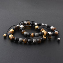 Load image into Gallery viewer, Luxury Bracelet :Tiger Eye Gold/Silver Bead
