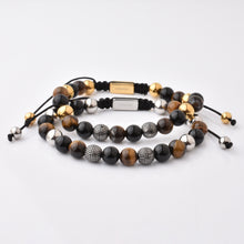 Load image into Gallery viewer, Luxury Bracelet :Tiger Eye Gold/Silver Bead
