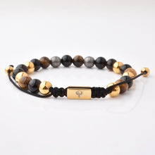 Load image into Gallery viewer, Luxury Bracelet :Tiger Eye Gold/Silver Bead
